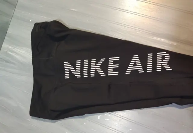 Nike Air Womens 7/8 Logo Prints Running Leggings DJ0899-010 Black- Size XL