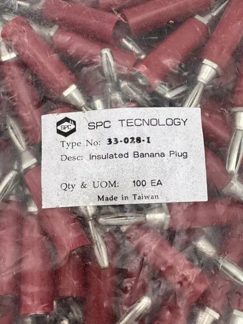 100-PCS SPC Technology Banana Plug Jack 4mm RED 33-028-1 Solder in, New, NOS 2