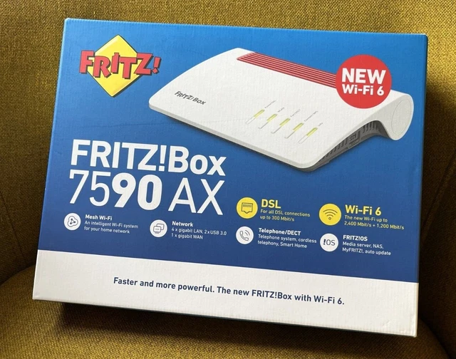 AVM FRITZ!Box 7590 AX V2 (Wi-Fi 6 Router mit 2.400 MBit/s (5GHz) & 1.200 MBit/s