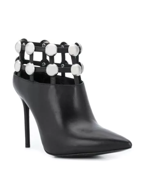 New Alexander Wang Tina Leather Studded Grid Cage Booties Size 39.5/9.5 $750.00