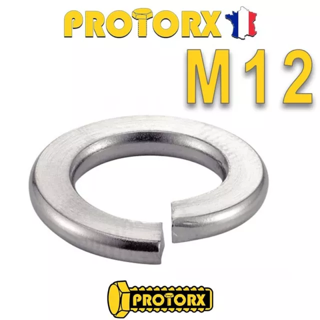 RONDELLE GROWER M12 x (5 à 20pcs) | 12,2mm x 21,1mm x 2,5mm | ACIER INOX A4