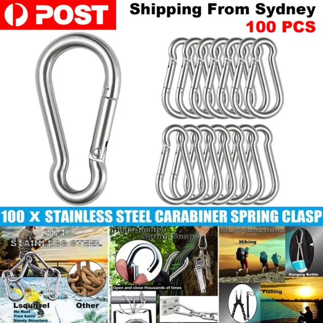 100pcs 304 Stainless Steel Spring Snap Hook M5 * 50MM