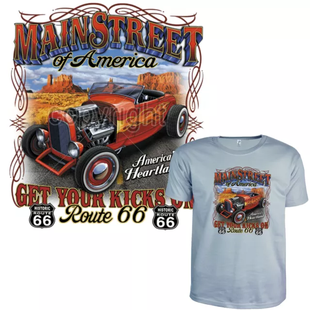 T-shirt auto american hot rod usa viaggi US-Car Biker *1260 ice-blue