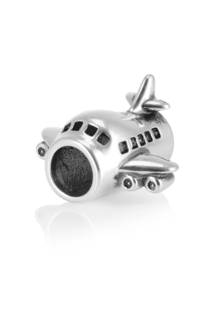 Silver Aeroplane Charm Bead for Bracelet Necklace, Delicate Silver Jewellery