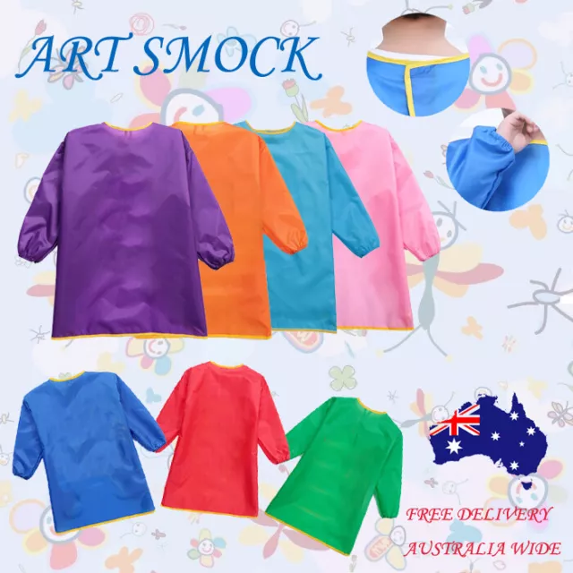 Teen Kids Waterproof Art Smock Feeding Bib Apron  7 options 5-14y 2