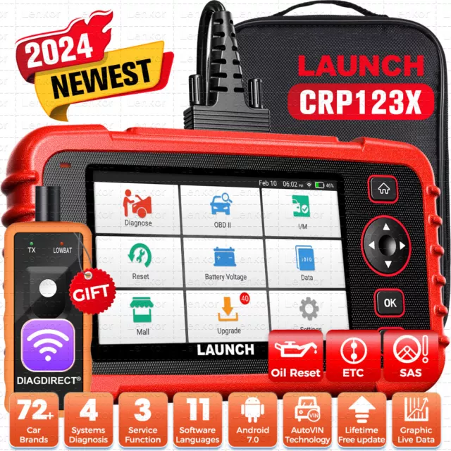 LAUNCH CRP123X OBD2 Scanner Code Reader ABS SRS ETC 4 Systems Diagnostic Tool！