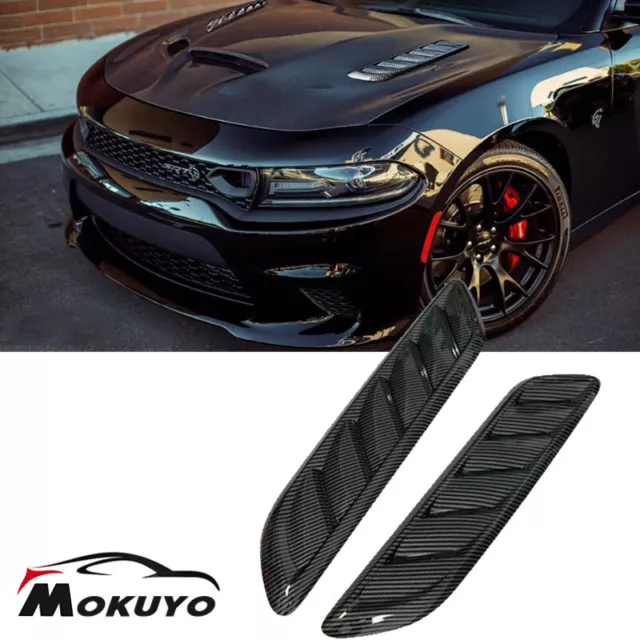 Carbon Fiber Front Hood Side Air Flow Vent Hole Cover Decor Trim Car Accessories