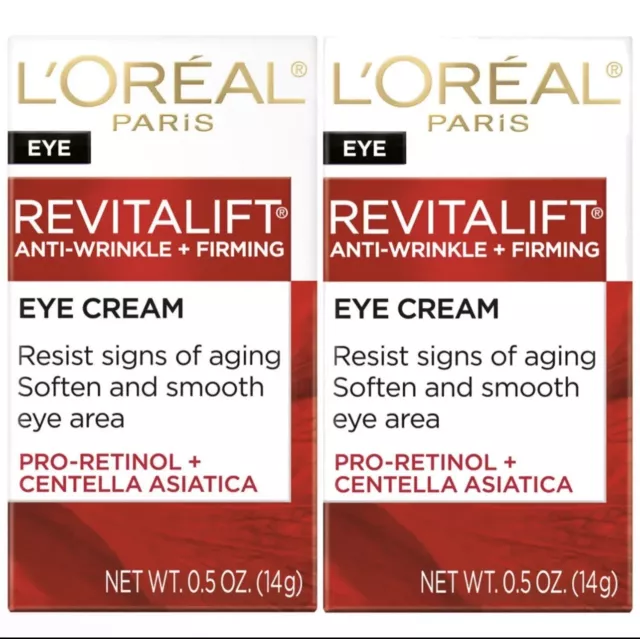 L'Oreal Revitalift Anti-Wrinkle Firming Eye Cream .5oz Sealed New in Box (2 PK)