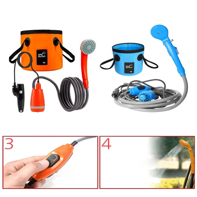 Douche De Camping Portable Rechargeable - Batterie 10000mAh, Seau 20L étanche IPX8 | Pour Randonnée, Plage, Bain Chien, Sans Fonction Chauffage