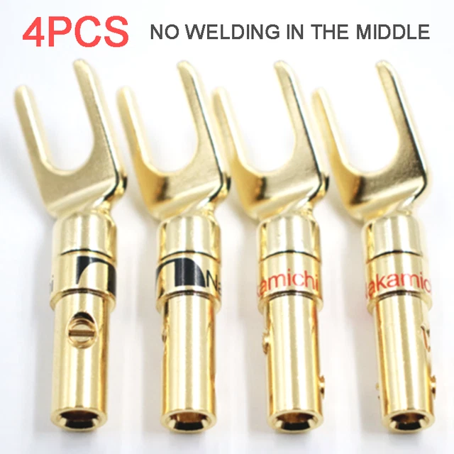 4X U Shaped Y Fork Speaker Connectors/Plugs Gold Plated Cable Terminal A ~k
