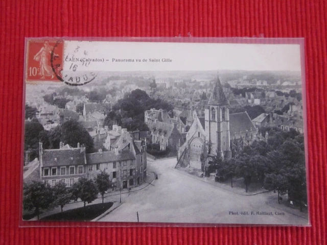 Cpa Written Timbre Caen Panorama Vu De Saint Gille 14 Calvados