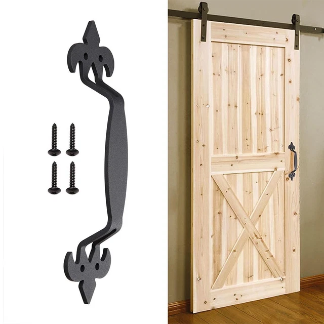 11" Sliding Barn Door Handle Vintage Cast Iron Pull Gate Cabinet Matte Black