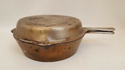 Vtg Wagner Ware Sidney Cast Iron Pan Pair 1401-A 1401-C Nickel Plated Pat Pend