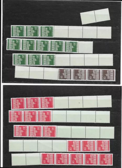 Brandenburger Tor 506 / 507 / 5ß8 Rollenmarken, Streifen postfrisch