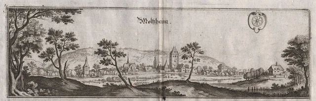 Molsheim Alsazia Francia Rotocalco Incisione Engraving Merian 1650