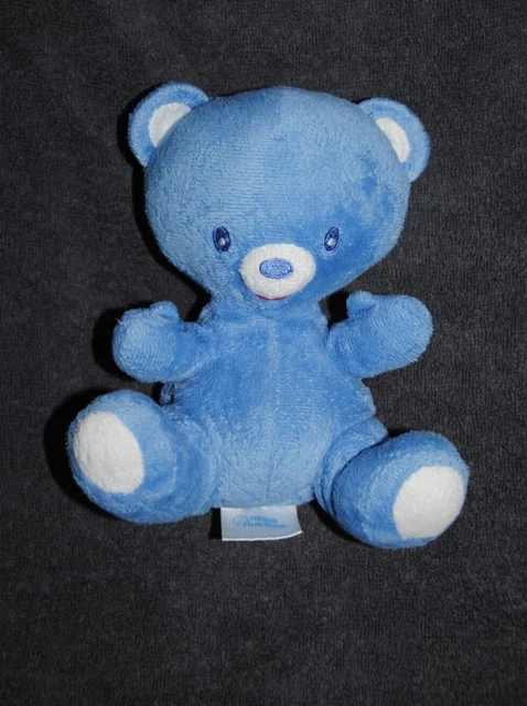 Doudou ours blanc écru motifs bleu Trousselier