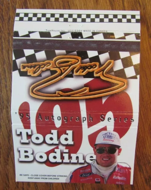 Nascar Racing Car Driver Todd Bodine Matchbook Cover Empty 1995 Matchcover -D4