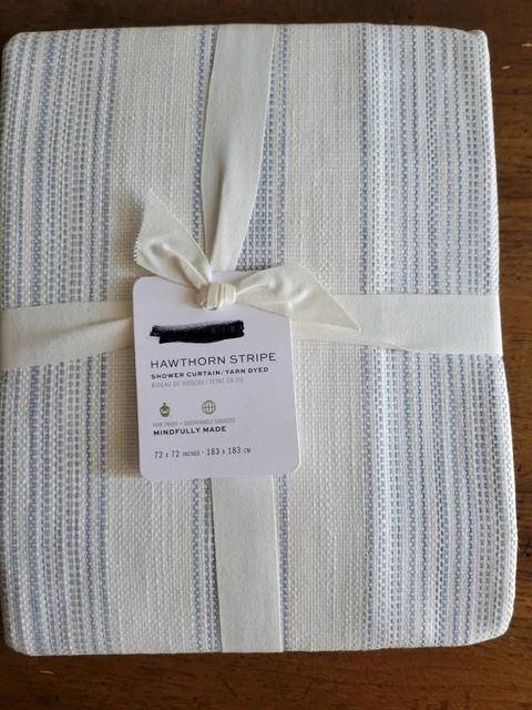 Pottery Barn Hawthorn Stripe Cotton Shower Curtain 72x72 Blue/ White Pottery Barn Hawthorn Stripe Cotton Shower Curtain 72x72 Blue/ White
