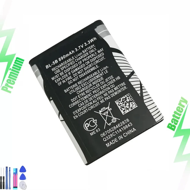 Batterie Nokia BL-5B 890mAh Compatible Anciens Téléphones BATERIA DE Batterie Nokia BL-5B 890mAh Compatible Anciens Téléphones BATERIA DE