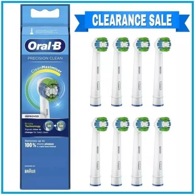 8 x New Genuine Oral-B Precision Clean Electric Toothbrush Heads Clean Maximiser
