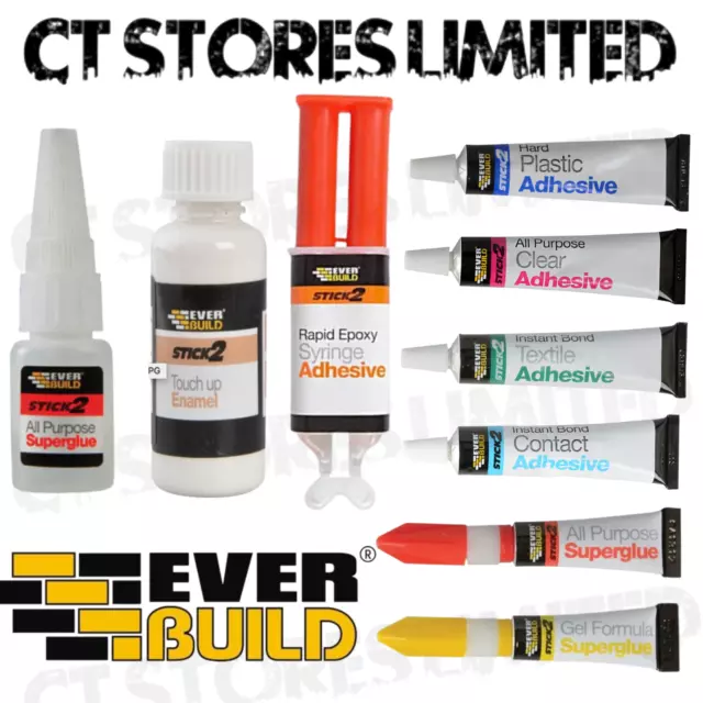 Everbuild Adhesive All Purpose Clear Contact Hard Plastic Textile Rapid Stick 2