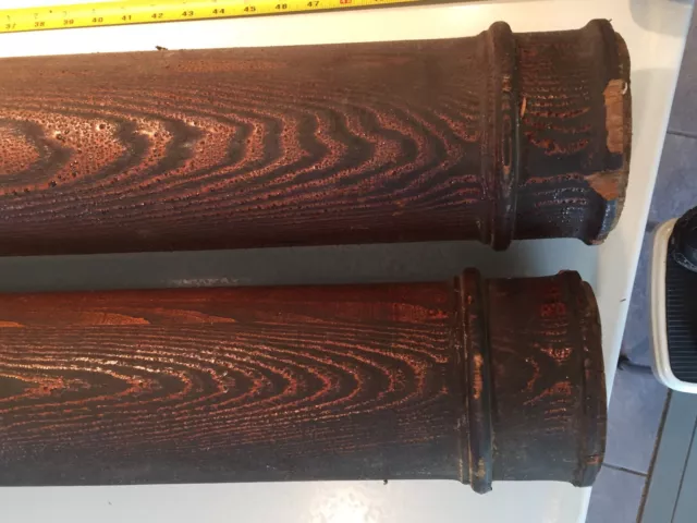 Qty 2 ARCH SALVAGE-ANTIQUE WOOD COLUMNS/PILLARS ~ 54.5" LONG 2