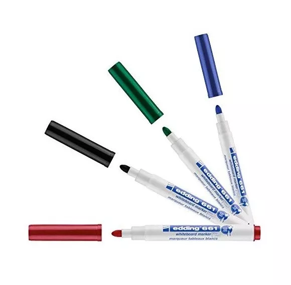 Edding Whiteboard Marker Pens Round Bullet Tip 1.5-2mm Pack of 4 Colours 2