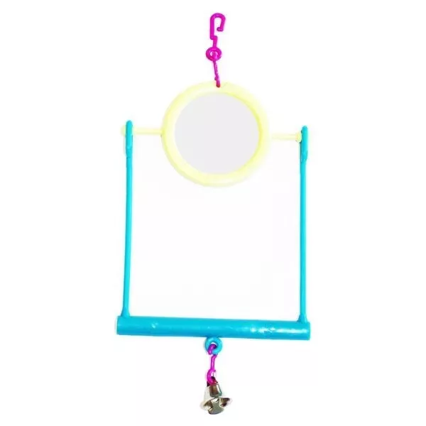 Small Bird Toy Happy Pet Fun At The Fair Mirror Colourful Swing Hanging Cage Fun