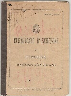 ITALY-EGYPT old Rare ID Lady Book Pension Enrollment Certificate at Cairo 1931