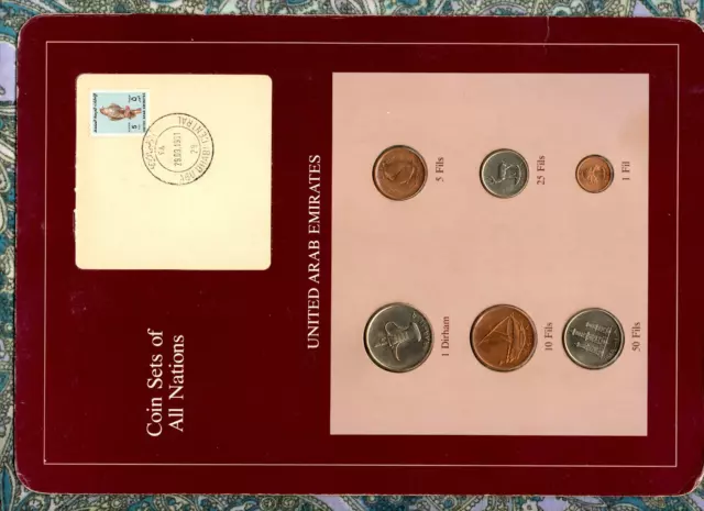 Coin Sets of All Nations UAE United Arab Emirates UNC 1973-1989 Falcon Stamp