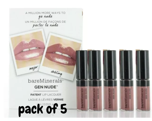 bareMinerals - GEN NUDE PATENT LIP LACQUER 1ml/0.03oz - Dahling ( Pack of 5 )