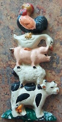 Vintage Cast Iron Farm Animal Wall Towel Hook Chicken Rooster Pig Sheep Cow Kitc