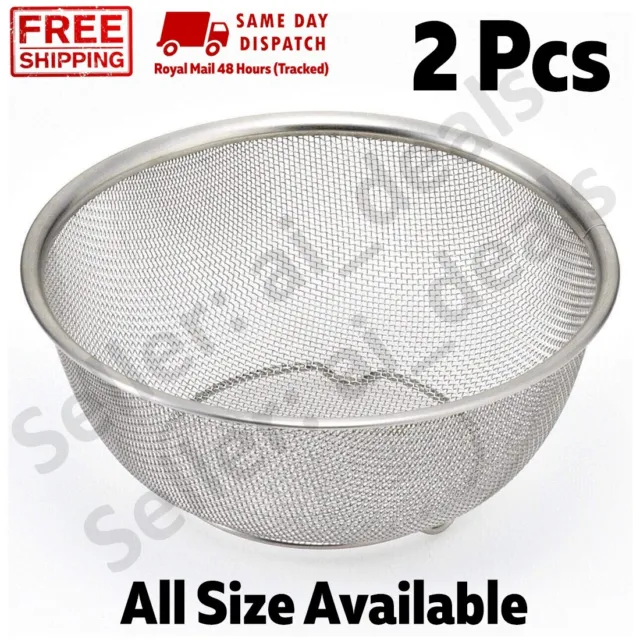 2 x Mesh Sieve Basket Taller Stainless Steel Baim Kitchen Food Strainer 5588