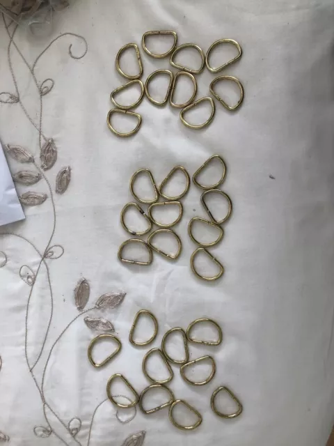 Job lot: Vintage  Brass/ Golden Coloured D rings for  Webbing, Leather Works etc