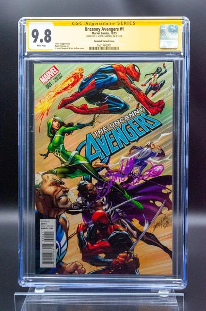 Uncanny Avengers 1  CGC SS 9.8 SIGNED by J Scott Campbell Exclusive Variant