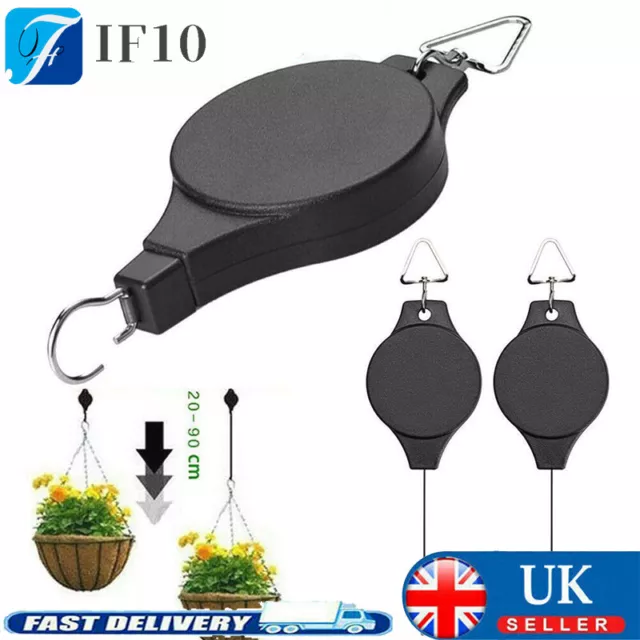 Strong Retractable Hanging Basket Pulley Pull Down Plant Hanger Hook Easy Reach