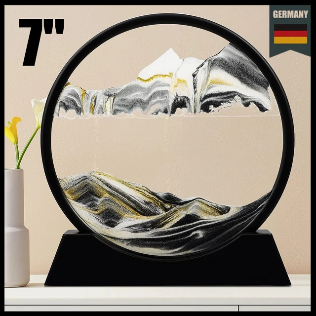 3D-bewegliches Sandkunst-Bild – 17,8 Cm, Mit Ständer | Fließender Sand Für Entspannung & Dekoration | In Rot