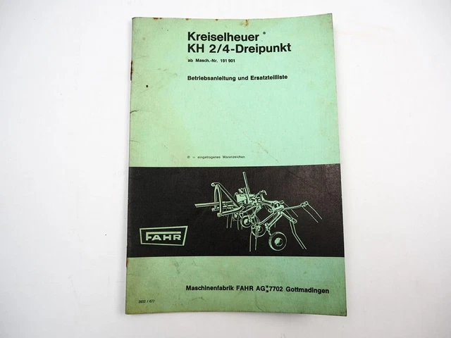 FAHR KH 60 Kreiselheuer Ersatzteilliste Spare Parts List Liste de Pieces 1973 EUR 12,90 FAHR KH 60 Kreiselheuer Ersatzteilliste Spare Parts List Liste de Pieces 1973 EUR 12,90