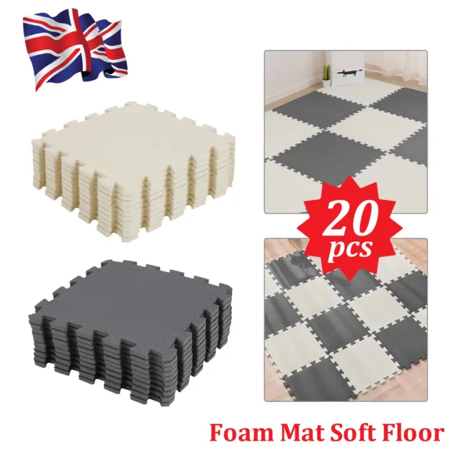 20 Large Soft Foam EVA Kids Floor Mat Jigsaw Tiles Interlocking Garden Play Mats