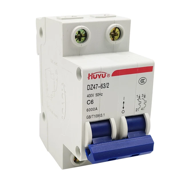 AC MINIATURE CIRCUIT Breaker 2 POLE 400V 6A DZ4763 C6 AC MCB US stock