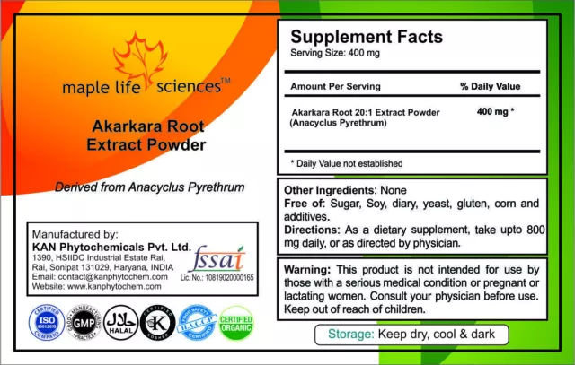 Akarkara Root 20:1 Extract Powder Anacyclus Pyrethrum aphrodisiac libido