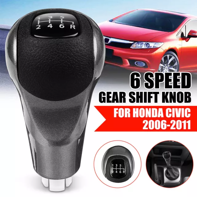 #6 Speed Manual Gear Stick Shift Knob Shifter For Honda Civic Black LX 2006~2011 2