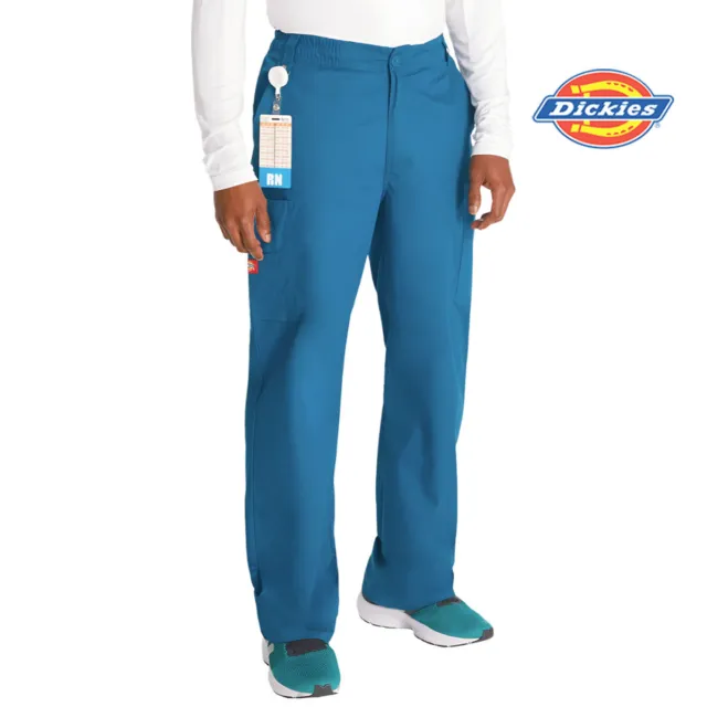 Men's Scrub Pants Dickies - Zip Fly, Elastic Waist, Cargo Pockets, Nurse Work Pa