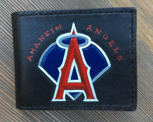 Anaheim Angels Custom Handmade One-of-a-kind Collectible Bifold Leather Wallet