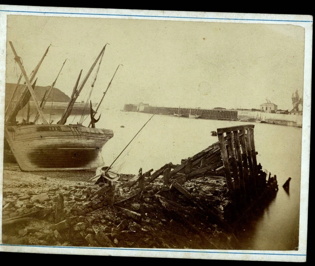 Tirage Albuminé Original – Entrée Du Port Du Havre, Bateau – Vers 1880 – 19x28,5 Cm