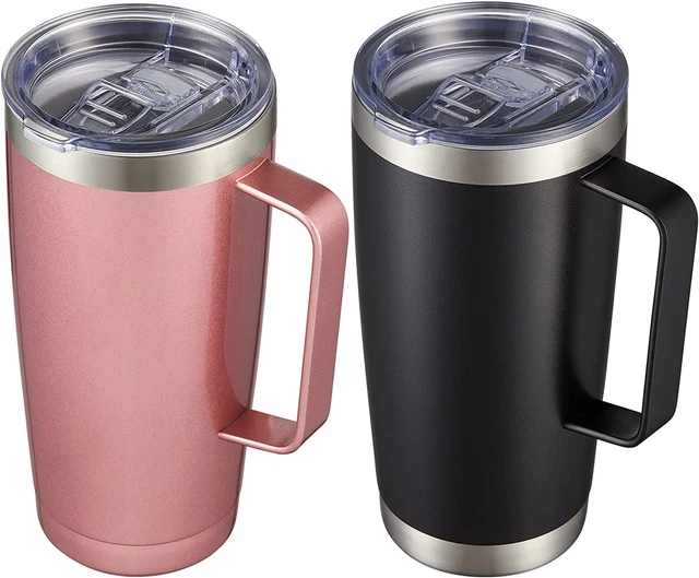 20 Oz Tumbler Bulk with Lid and Straw, Insulated Travel Coffee Mug with Handle,