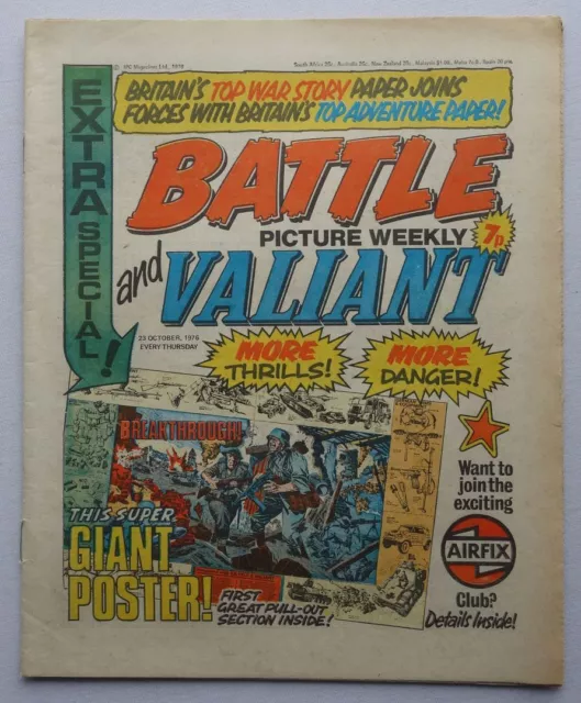 Battle Picture Weekly and Valiant comic Oct 23 1976 First combined issue VG