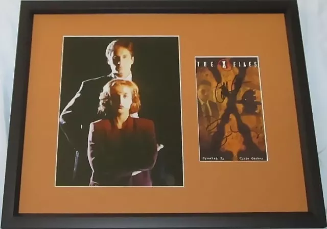 Gillian Anderson David Duchovny signed X-Files VHS cover framed w 8x10 photo COA