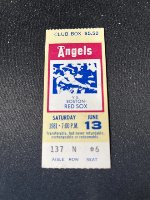 CALIFORNIA ANGELS VS Boston Red Sox - Ticket Stub - 13 juin 1981 - MLB STRIKE EUR 4,37 - PicClick FR