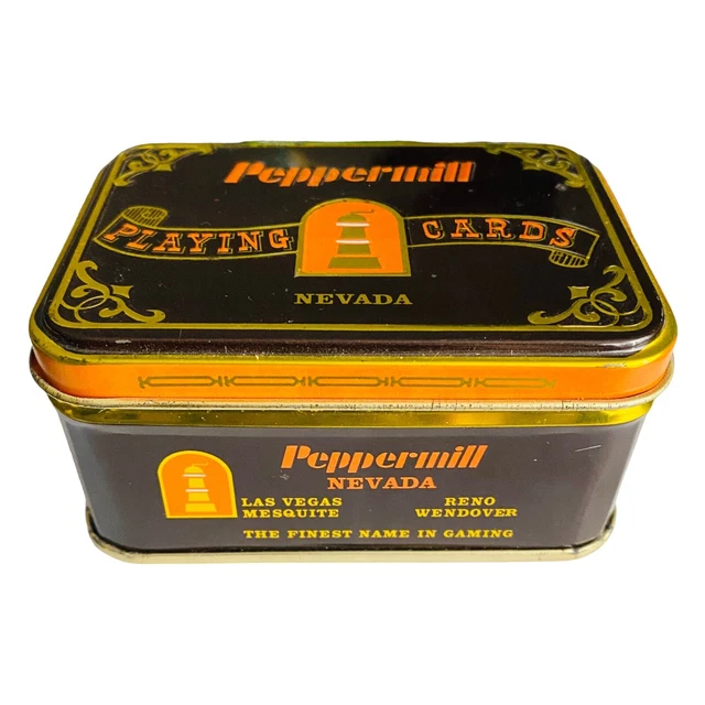 PEPPERMILL HOTEL PLAYING Cards Tin Holder Souvenir Las Vegas Reno